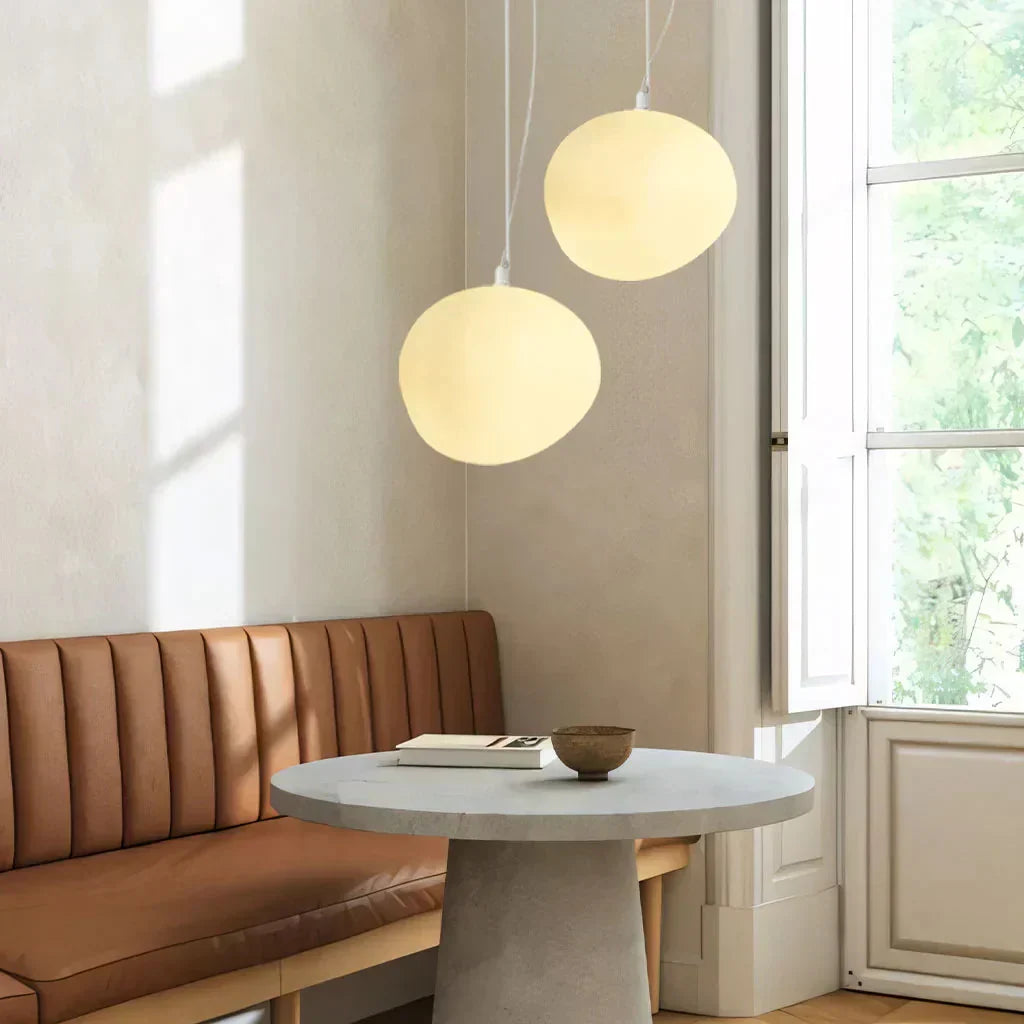 Hanging Light with Frosted Glass and Round Pebble Design