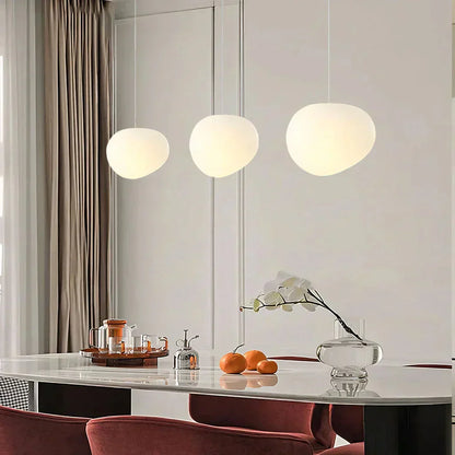 Hanging Light with Frosted Glass and Round Pebble Design