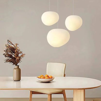 Hanging Light with Frosted Glass and Round Pebble Design