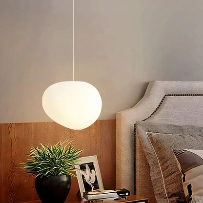 Hanging Light with Frosted Glass and Round Pebble Design