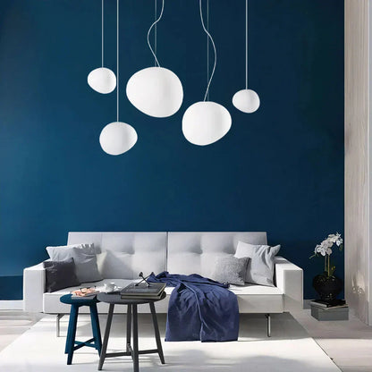 Hanging Light with Frosted Glass and Round Pebble Design