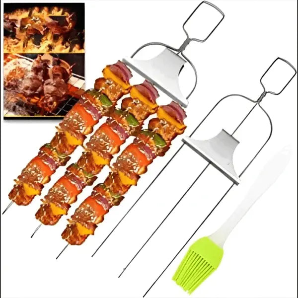 Stainless Steel Skewers | Double Prong Design for Clean Serving