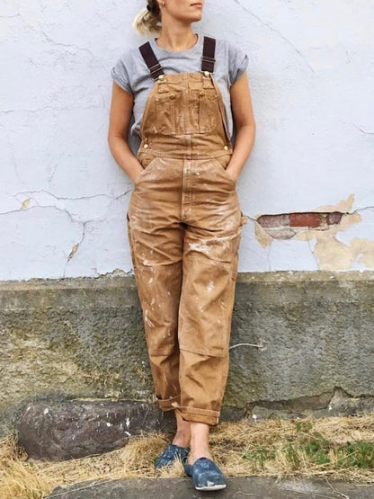 Canvas Duck Bib Overalls Work Outfit with Suspenders
