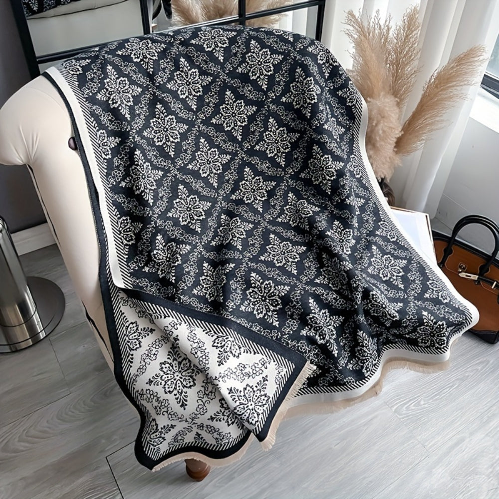 Chic Vintage-Inspired Fleece Wrap Scarf