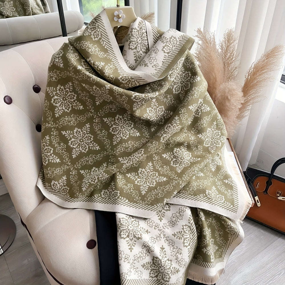 Chic Vintage-Inspired Fleece Wrap Scarf