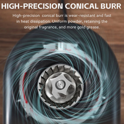 Electric Coffee Grinder with 34 Grind Options, Flat Burr for Precision