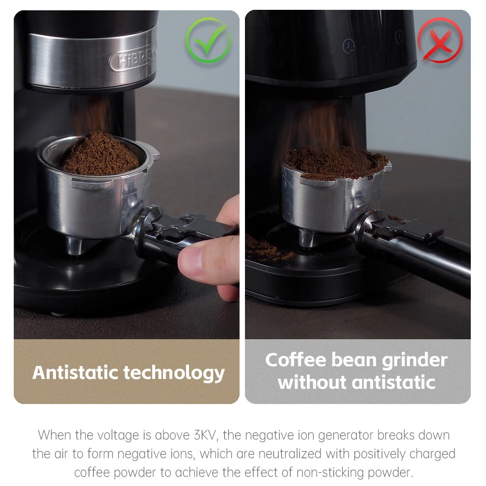 Electric Coffee Grinder with 34 Grind Options, Flat Burr for Precision