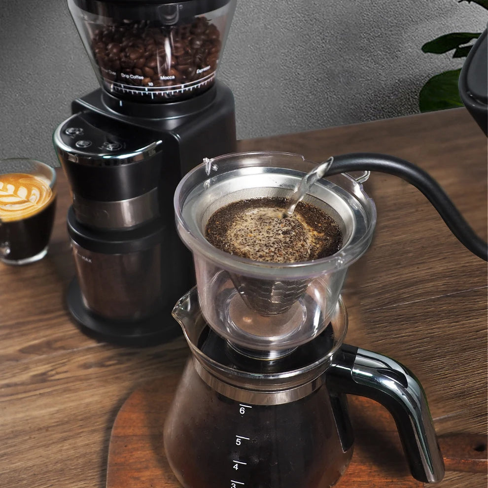 Electric Coffee Grinder with 34 Grind Options, Flat Burr for Precision