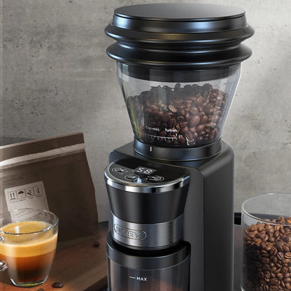 Electric Coffee Grinder with 34 Grind Options, Flat Burr for Precision