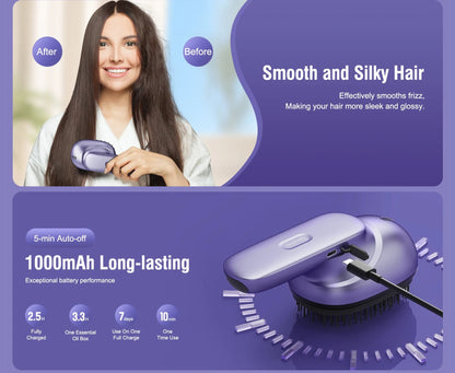 Scalp Massage Brush with Essential Oil Sprayer | 2 Vibration Settings, 4 Oil Cartridges, USB Rechargeable & Washable