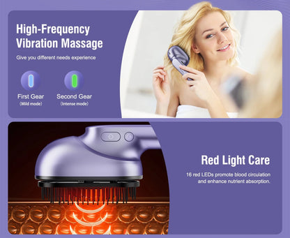 Scalp Massage Brush with Essential Oil Sprayer | 2 Vibration Settings, 4 Oil Cartridges, USB Rechargeable & Washable