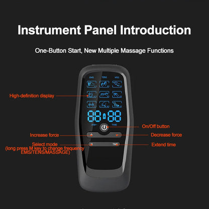 Muscle Stimulator with Rechargeable TENS & EMS – 6 Modes, 19 Intensities, 4 Electrode Pads