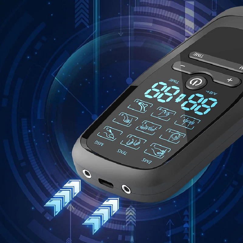 Muscle Stimulator with Rechargeable TENS & EMS – 6 Modes, 19 Intensities, 4 Electrode Pads