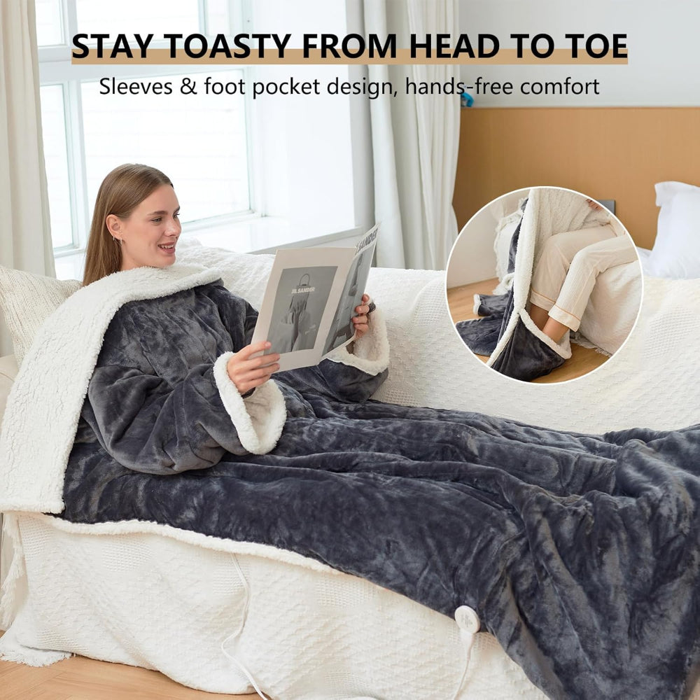 Heated Wearable Blanket with Adjustable Temperature Control