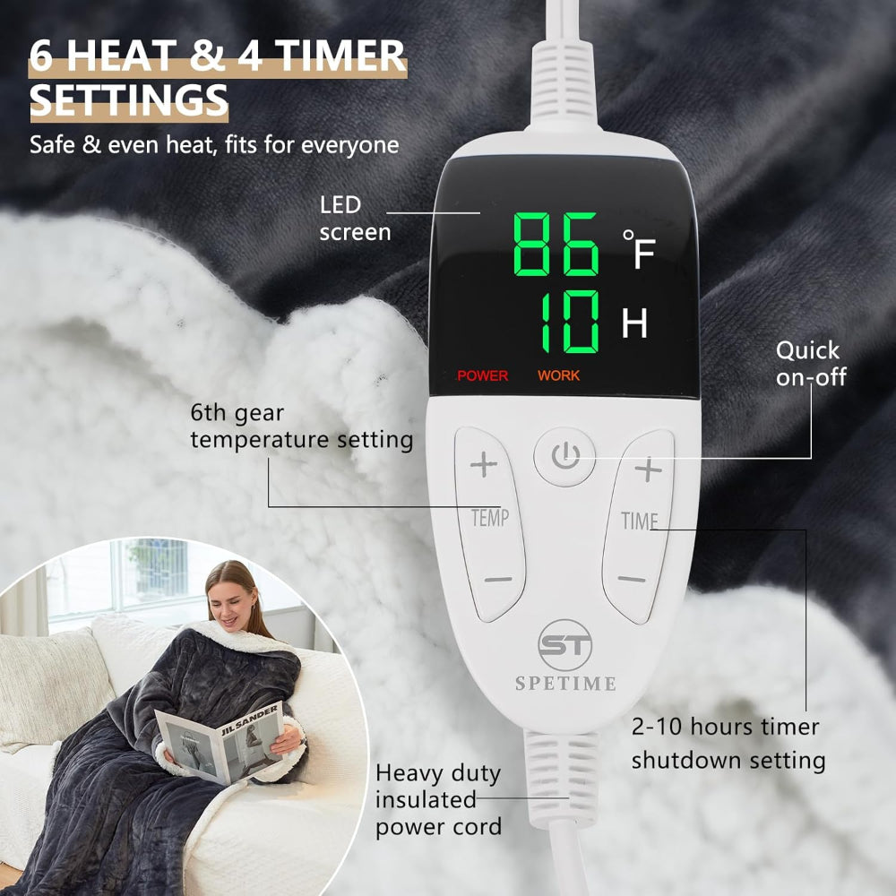 Heated Wearable Blanket with Adjustable Temperature Control