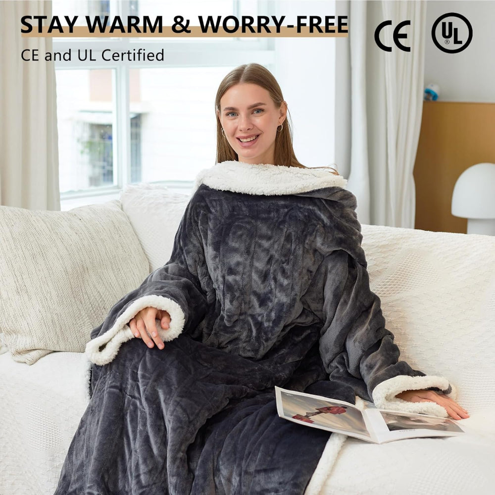 Heated Wearable Blanket with Adjustable Temperature Control