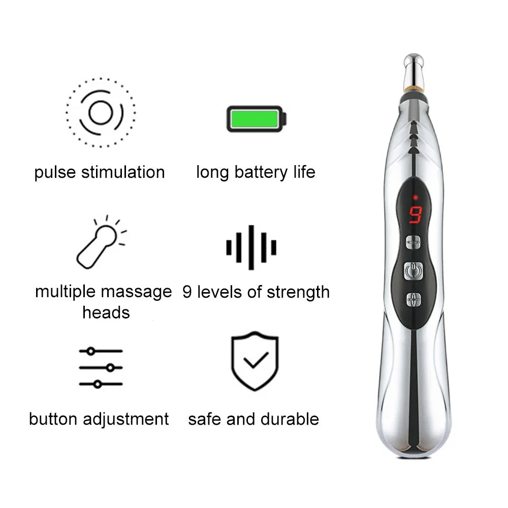 Microcurrent Massage Pen with 5 Attachments, 9 Intensity Settings & USB-C