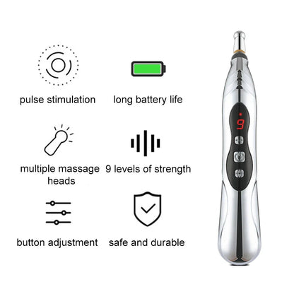 Microcurrent Massage Pen with 5 Attachments, 9 Intensity Settings & USB-C