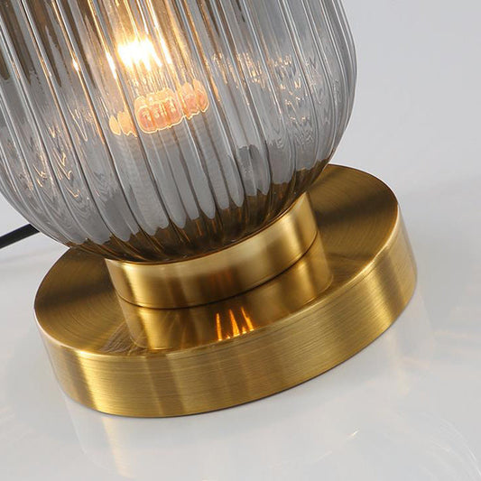 Ambient Table Lamp with Ribbed Glass Design