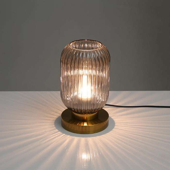 Ambient Table Lamp with Ribbed Glass Design