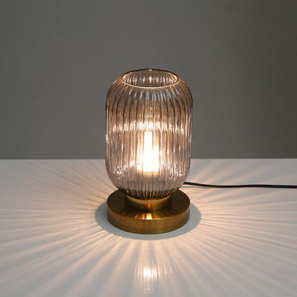 Ambient Table Lamp with Ribbed Glass Design
