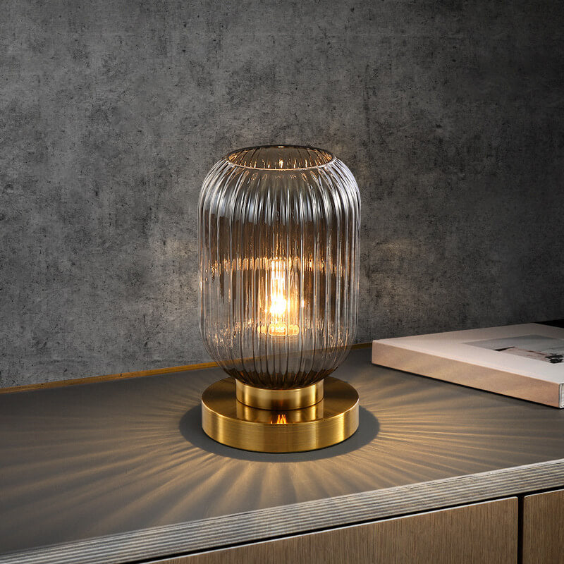 Ambient Table Lamp with Ribbed Glass Design