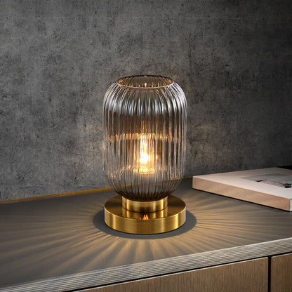 Ambient Table Lamp with Ribbed Glass Design