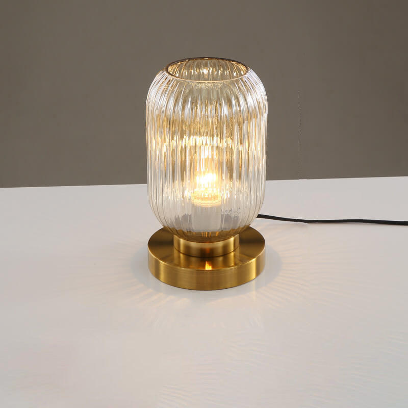 Ambient Table Lamp with Ribbed Glass Design
