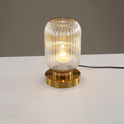 Ambient Table Lamp with Ribbed Glass Design