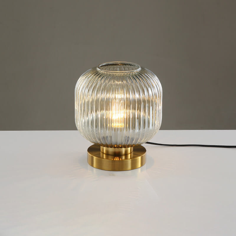 Ambient Table Lamp with Ribbed Glass Design
