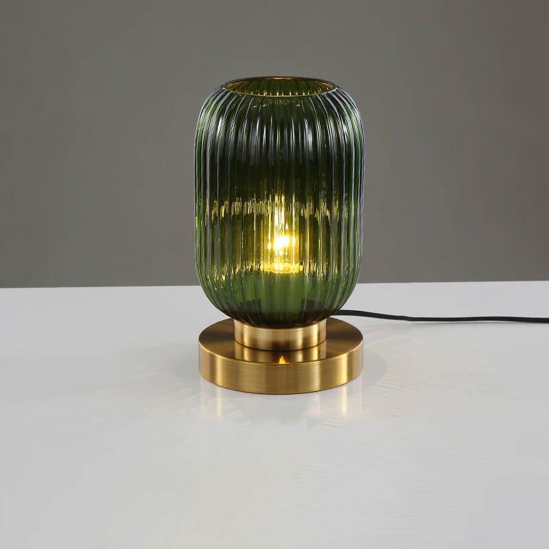 Ambient Table Lamp with Ribbed Glass Design