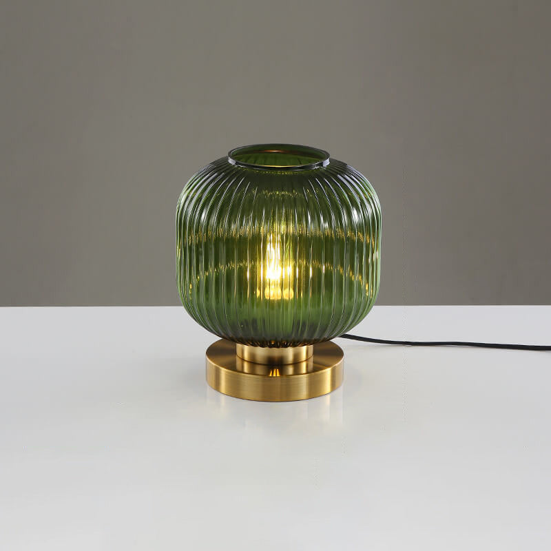 Ambient Table Lamp with Ribbed Glass Design