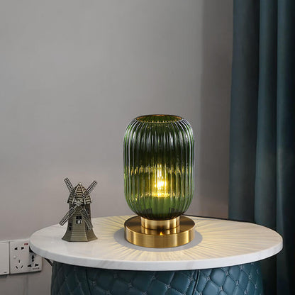 Ambient Table Lamp with Ribbed Glass Design