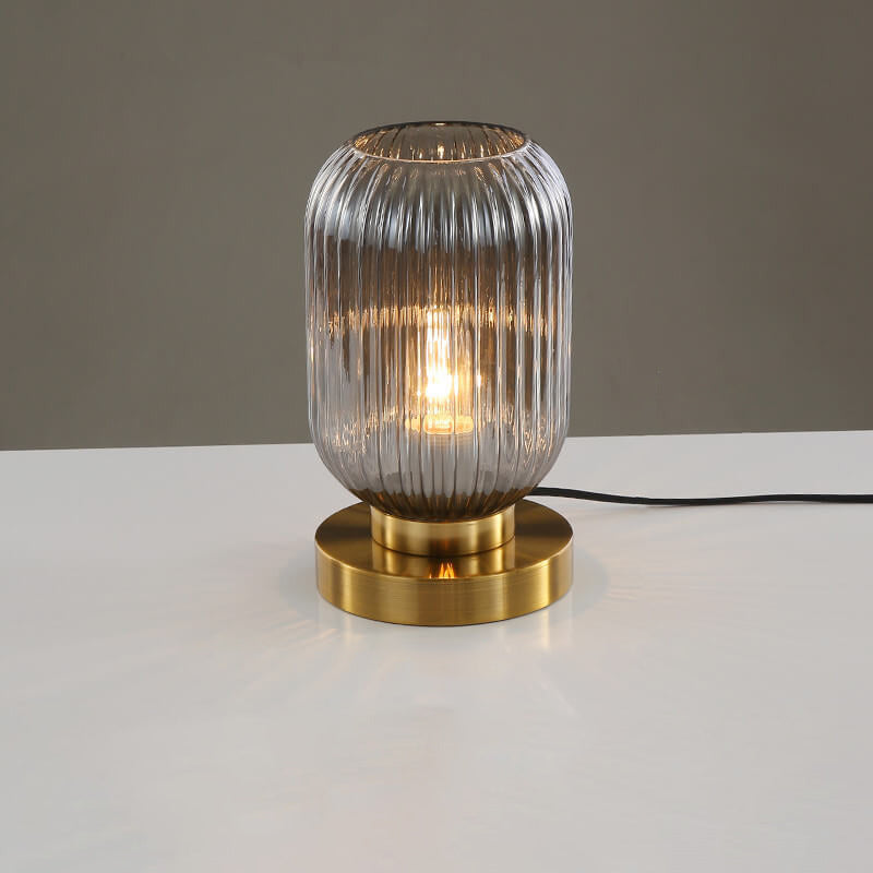 Ambient Table Lamp with Ribbed Glass Design