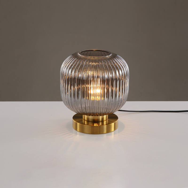 Ambient Table Lamp with Ribbed Glass Design