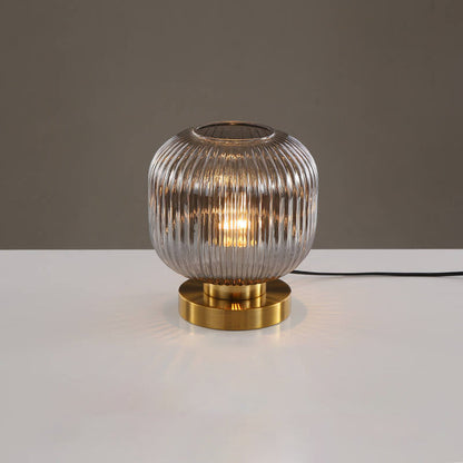 Ambient Table Lamp with Ribbed Glass Design