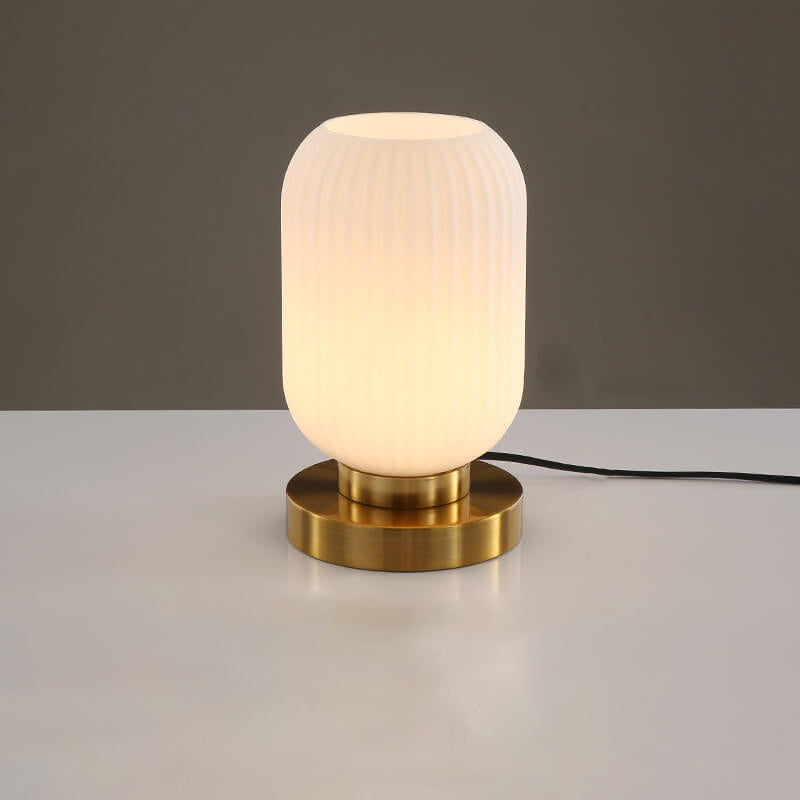 Ambient Table Lamp with Ribbed Glass Design