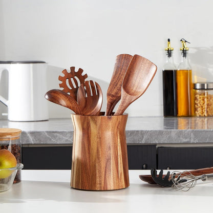 Stylish Rotating Kitchen Utensil Organizer in Premium Wood