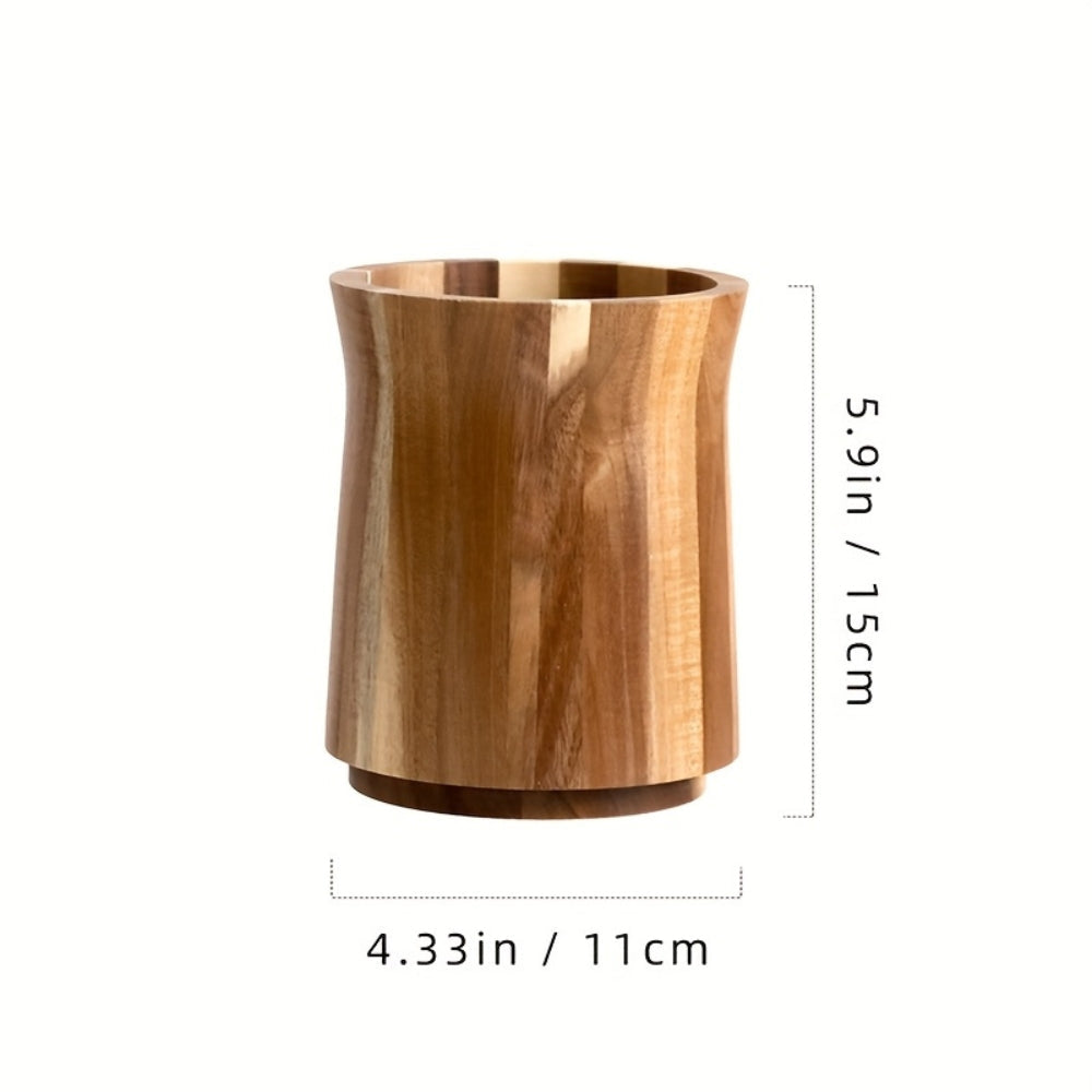 Chic Rotating Kitchen Utensil Organizer in Acacia Wood