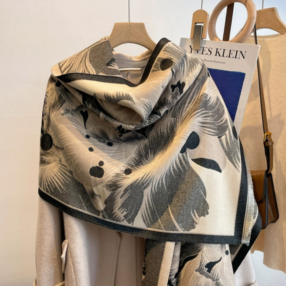 Chic Botanical Patterned Woven Wrap