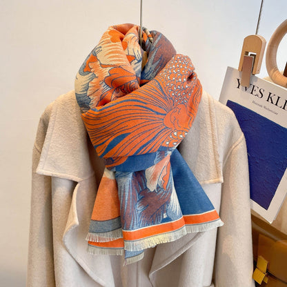 Chic Botanical Patterned Woven Wrap