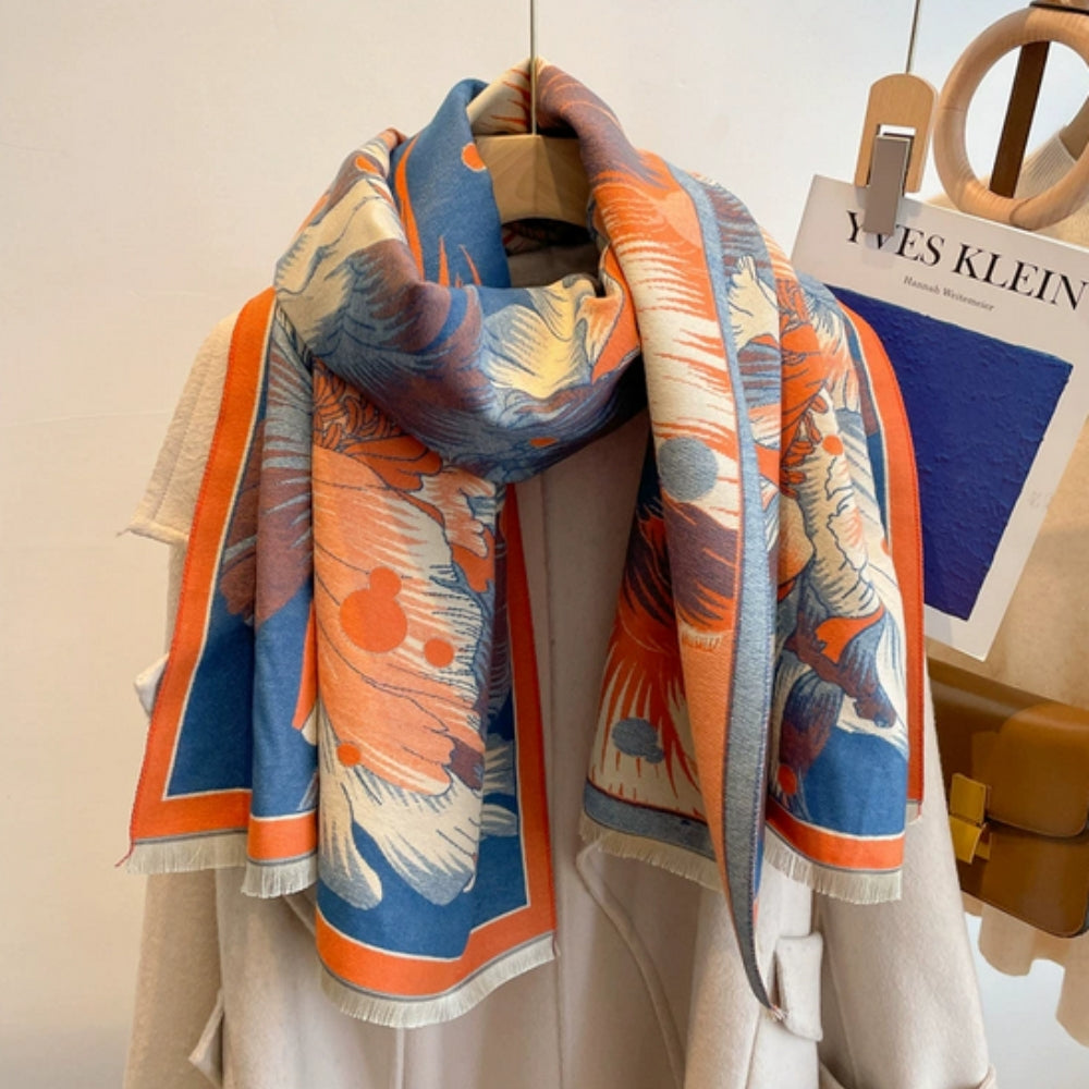 Chic Botanical Patterned Woven Wrap