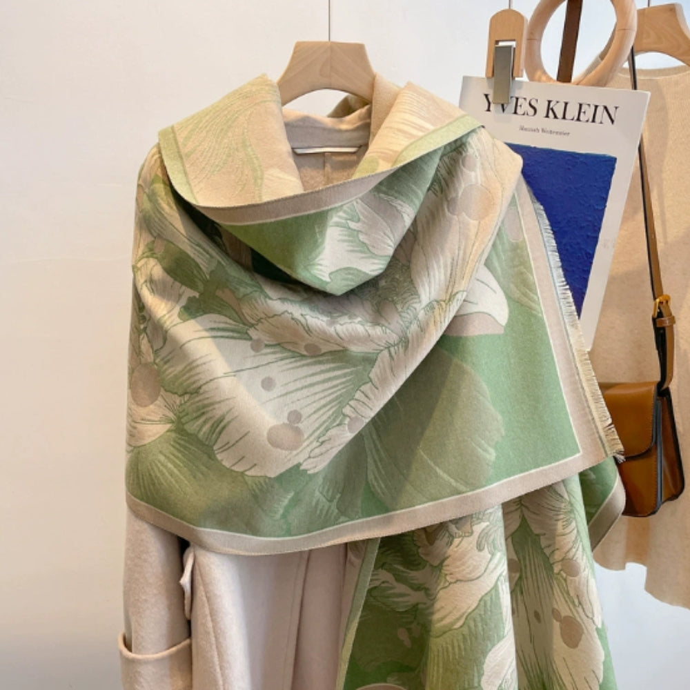 Chic Botanical Patterned Woven Wrap