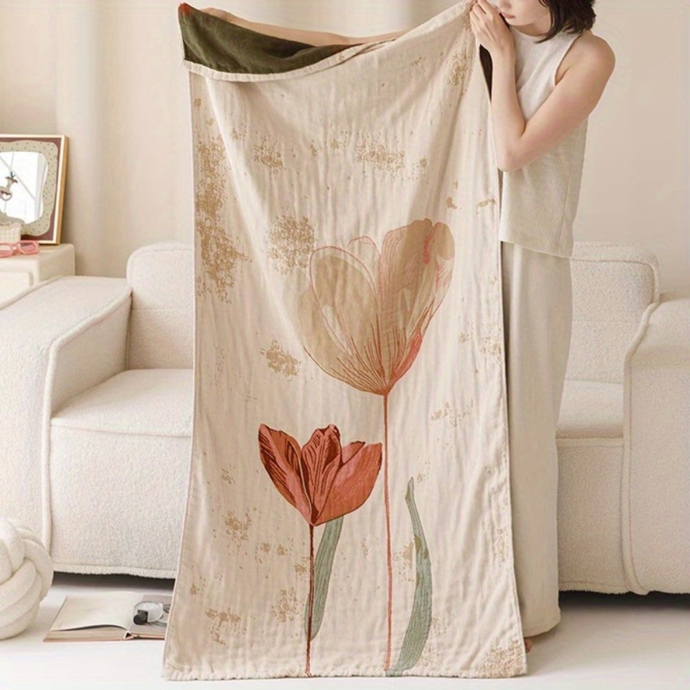 Charming Floral Comfort Blanket for Home and Spa
