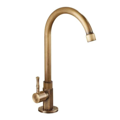 Antique Brass Gooseneck Faucet for Kitchen and Bathroom, Elegant Design