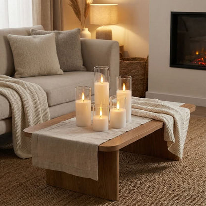 Ivory LED Pillar Candle Set – Safe and Ambient Home Lighting