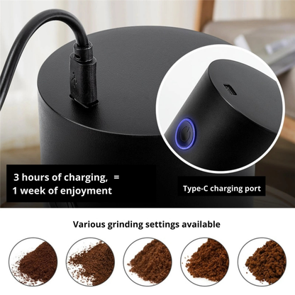 Portable Electric Coffee Grinder | Customizable Grind Levels | USB Rechargeable
