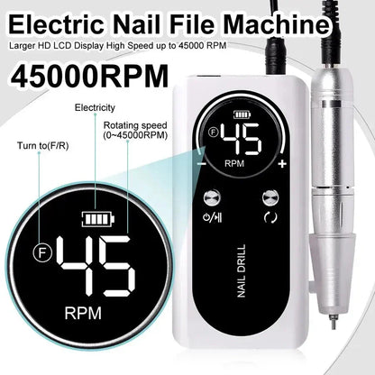 Cordless Nail Drill with LCD Display | Precision Control