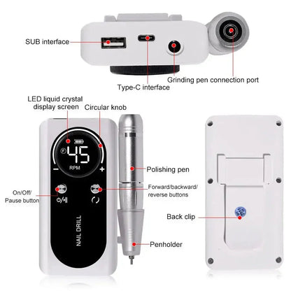 Cordless Nail Drill with LCD Display | Precision Control