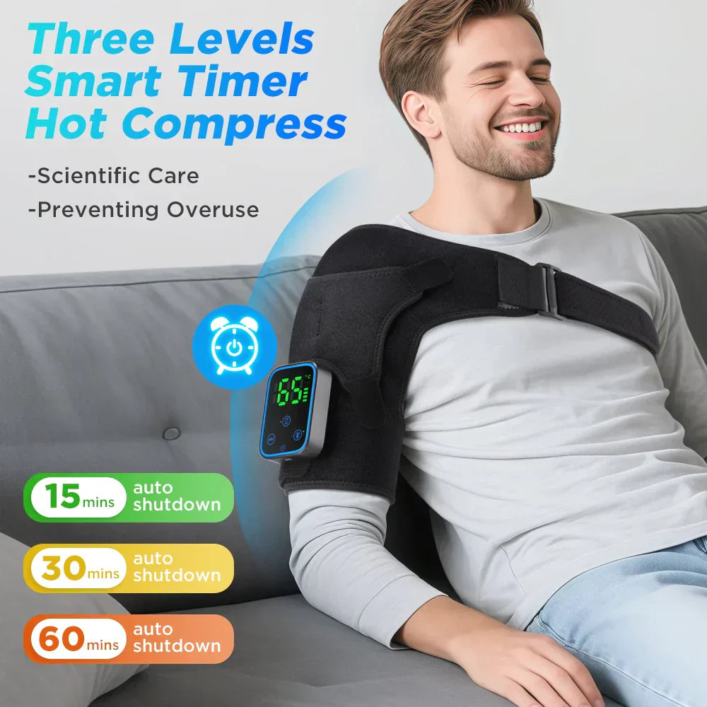 Smart Heat & Vibration Therapy Massager for Shoulders, Elbows, and Knees